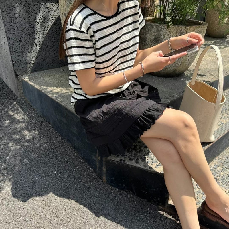 彈性橫間暗勾花紋Tee