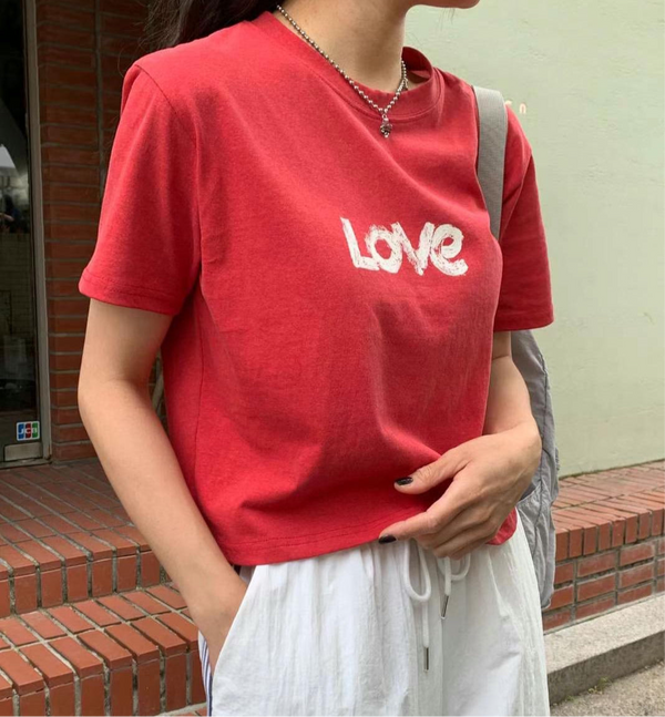 ”Love”簡約薄棉質Tee